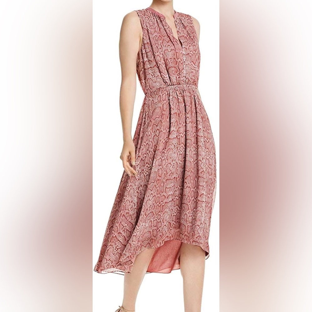 Joie Pink 100% Silk Snakeskin Print Sleeveless Dress